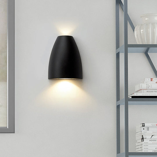 Contemporary Bullet Wall Sconce - LED Up and Downlight for Stairway - Modern Metallic Finish in Black/Grey/White