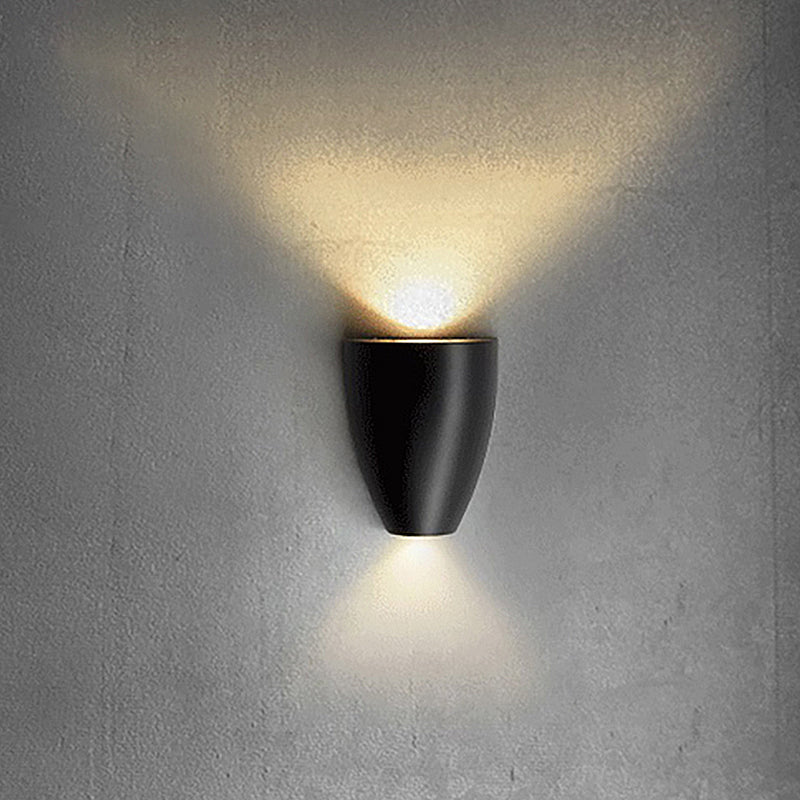 Contemporary Bullet Wall Sconce - LED Up and Downlight for Stairway - Modern Metallic Finish in Black/Grey/White