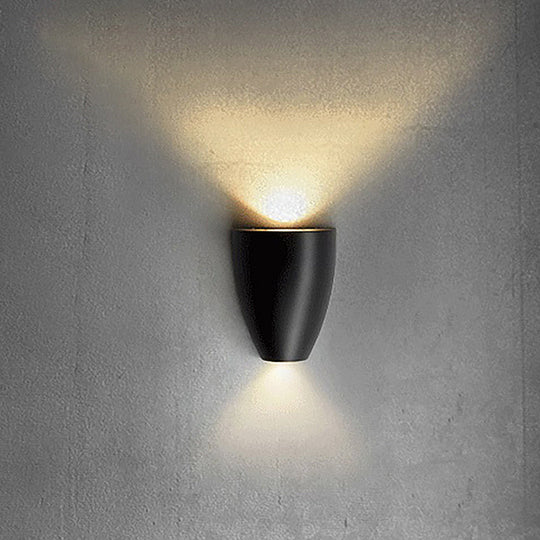 Contemporary Bullet Wall Sconce - LED Up and Downlight for Stairway - Modern Metallic Finish in Black/Grey/White