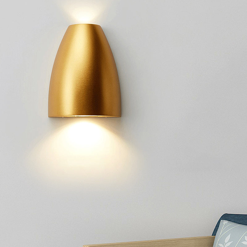 Contemporary Bullet Wall Sconce - LED Up and Downlight for Stairway - Modern Metallic Finish in Black/Grey/White