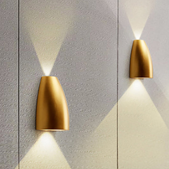Contemporary Bullet Wall Sconce - LED Up and Downlight for Stairway - Modern Metallic Finish in Black/Grey/White