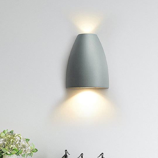Contemporary Bullet Wall Sconce - LED Up and Downlight for Stairway - Modern Metallic Finish in Black/Grey/White