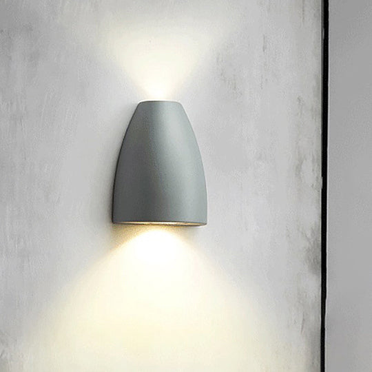 Contemporary Bullet Wall Sconce - LED Up and Downlight for Stairway - Modern Metallic Finish in Black/Grey/White
