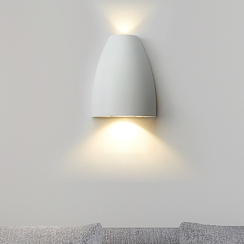 Contemporary Bullet Wall Sconce - LED Up and Downlight for Stairway - Modern Metallic Finish in Black/Grey/White