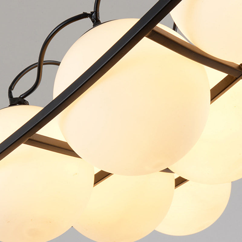 Globe Traditional Frosted Glass Chandelier - 4/9 Light White Hanging Fixture for Living Room Ceiling