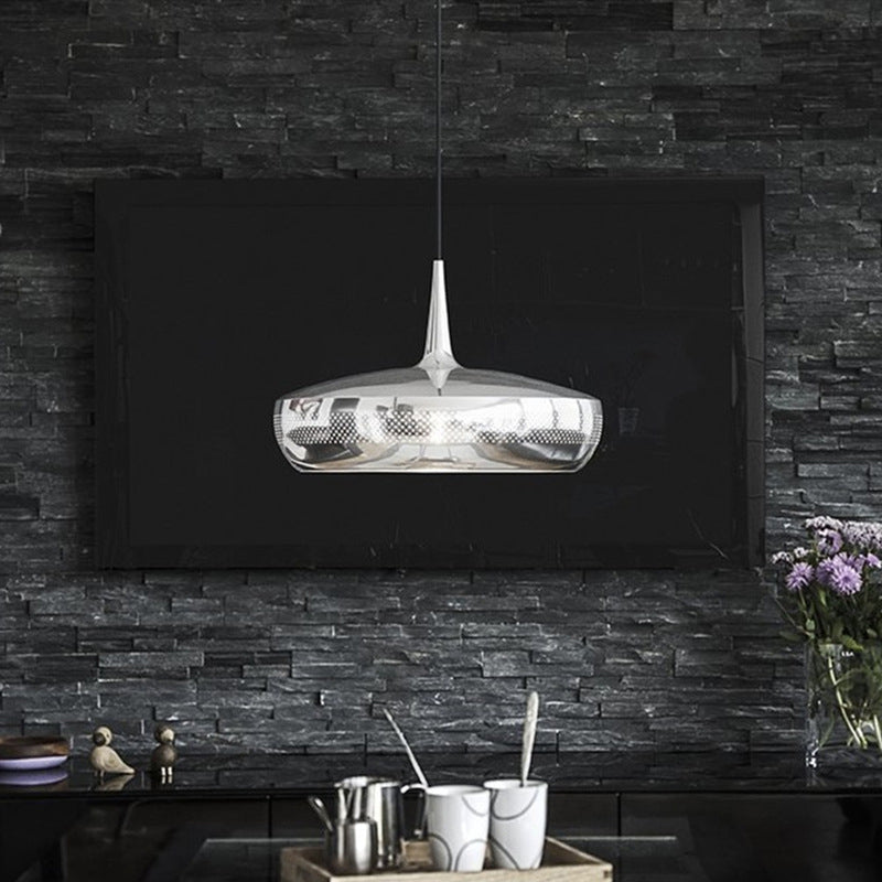 Modern Round LED Pendant Light for Dining Room - Metallic Suspension Fixture
