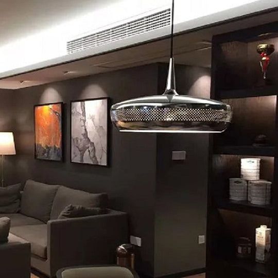 Modern Round LED Pendant Light for Dining Room - Metallic Suspension Fixture