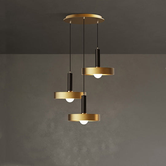 Gold Metallic Lid Shaped Pendant Light Fixture for Dining Room - Post-Modern Suspension Lighting