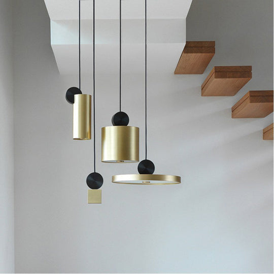 Gold LED Geometric Ceiling Light for Dining Room