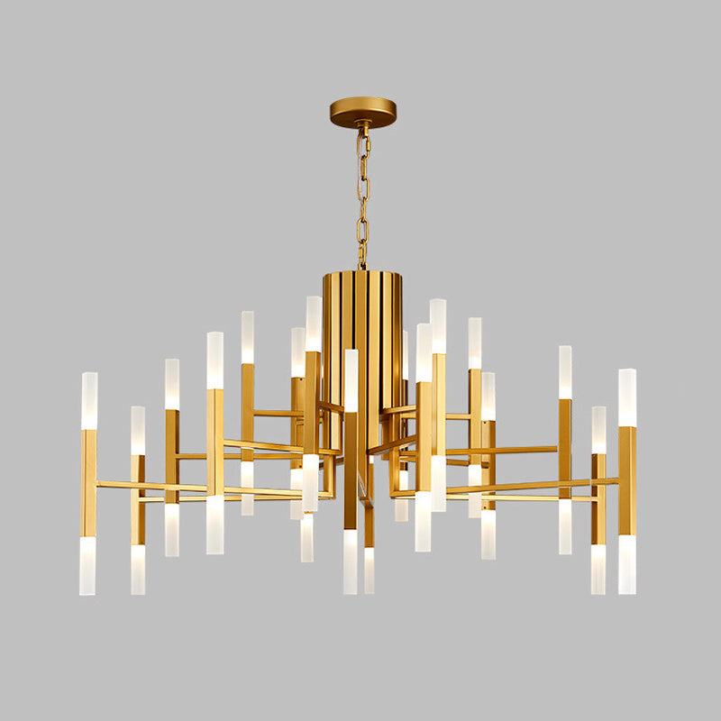 Postmodern LED Chandelier Pendant Light - Tiered Design - Metallic Finish - 36 Bulb Hanging Light for Living Room