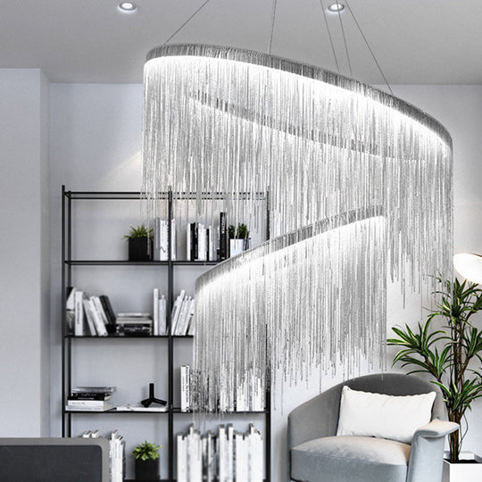 Postmodern LED Chandelier: Aluminum Chainlet Pendant Light for Living Room