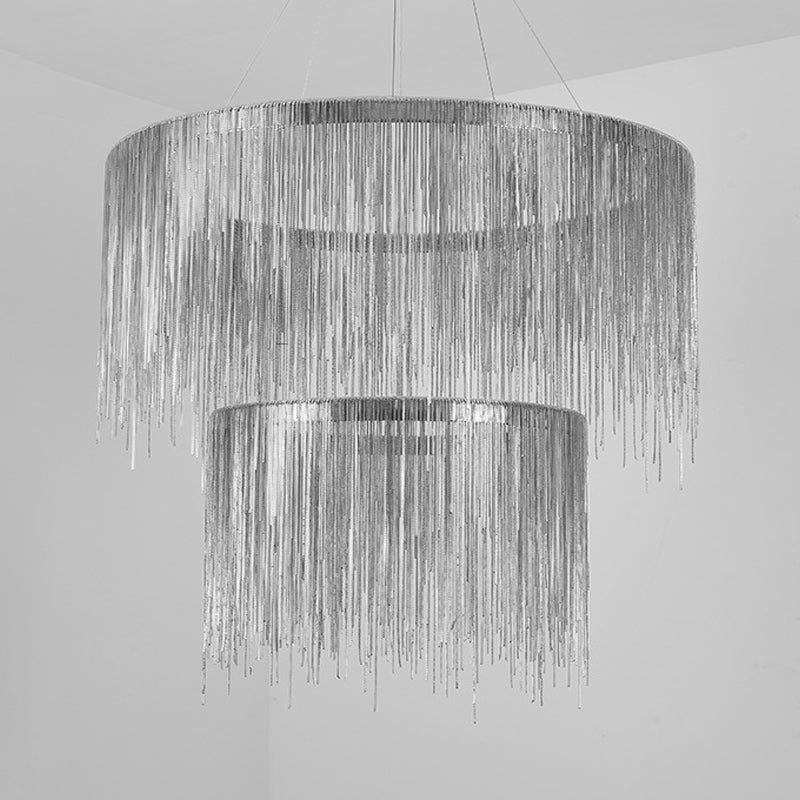 Postmodern LED Chandelier: Aluminum Chainlet Pendant Light for Living Room