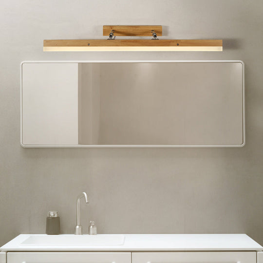 Contemporary Wood LED Wall Mounted Vanity Lamp - Linear Vanity Light in White/Warm Light, Multiple Width Options
