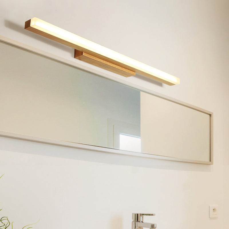Modern Wood Linear Vanity LED Light in 3 Sizes with White or Warm Light Option