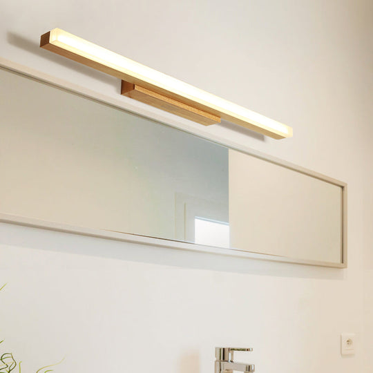 Modern Wood Linear Vanity LED Light in 3 Sizes with White or Warm Light Option