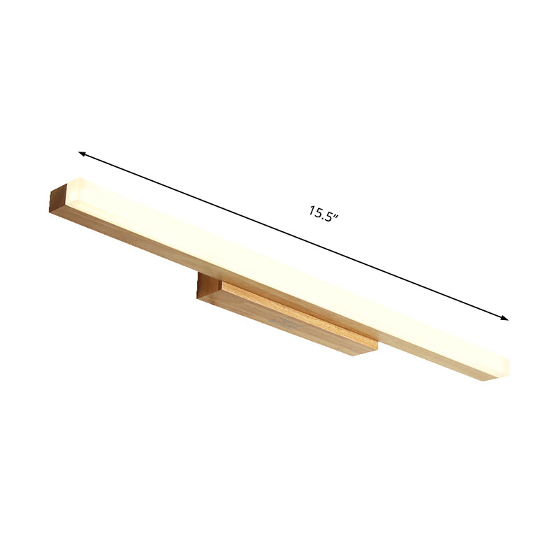Modern Wood Linear Vanity LED Light in 3 Sizes with White or Warm Light Option