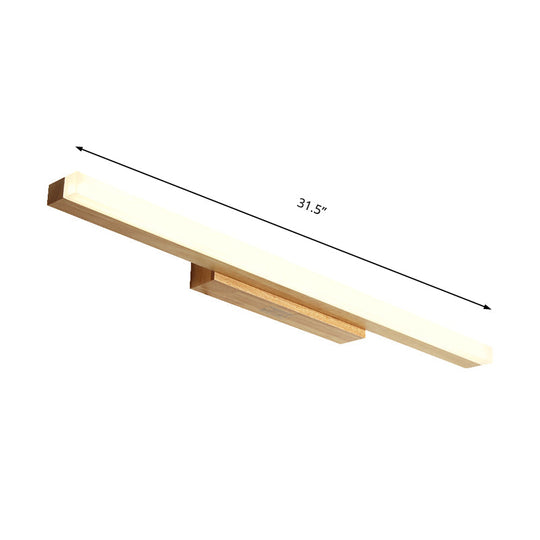 Modern Wood Linear Vanity LED Light in 3 Sizes with White or Warm Light Option