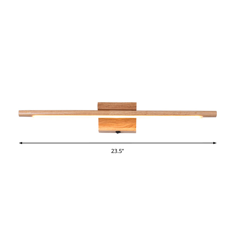 Sleek Wood Vanity Sconce - Modern LED Beige Wall Lamp in White/Warm Light