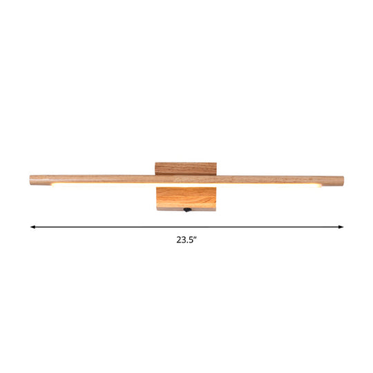 Sleek Wood Vanity Sconce - Modern LED Beige Wall Lamp in White/Warm Light