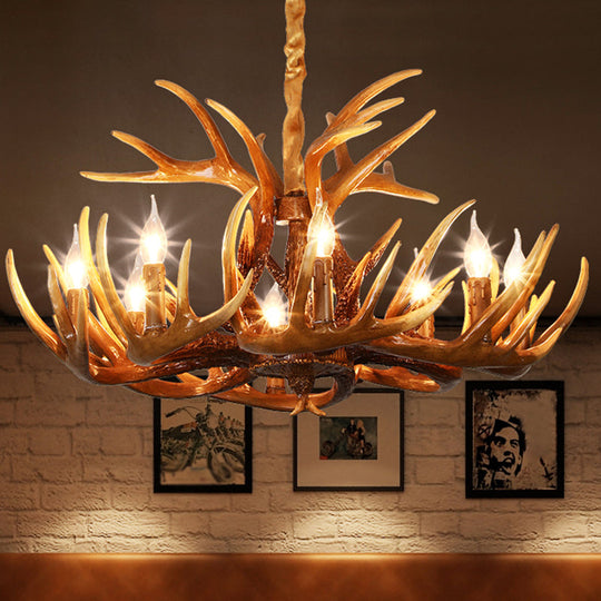 Resin Deer Horn Suspension Light - Traditional Chandelier for Restaurants