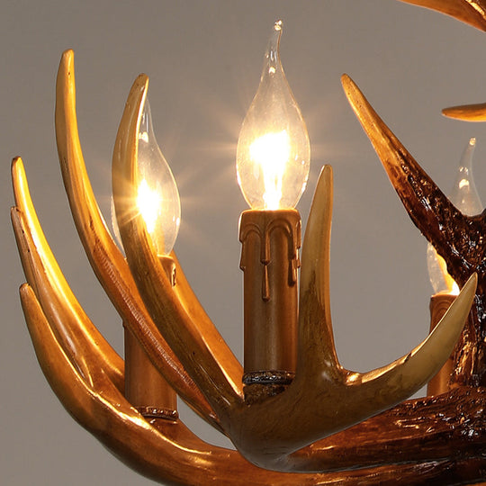 Resin Deer Horn Suspension Light - Traditional Chandelier for Restaurants
