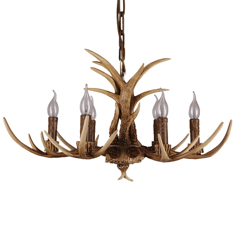 Vintage Beige Resin Antler Chandelier – 3/4/6/8-Light Rustic Pendant