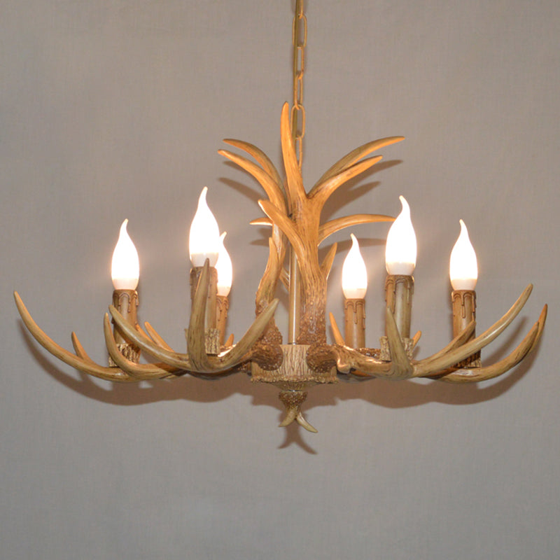 Vintage Resin Deer Horn Chandelier Pendant Light for Restaurants