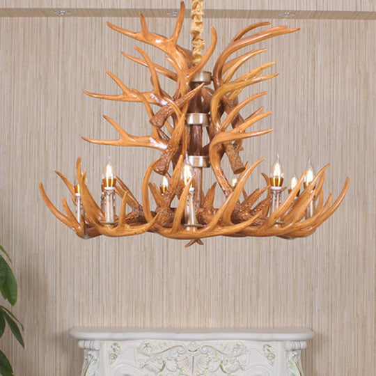 Vintage Antler-Shaped Chandelier – Rustic Resin Pendant Light