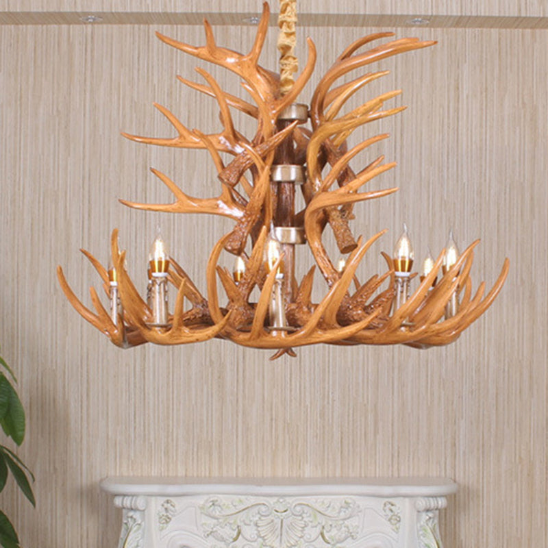 Vintage Antler-Shaped Chandelier – Rustic Resin Pendant Light