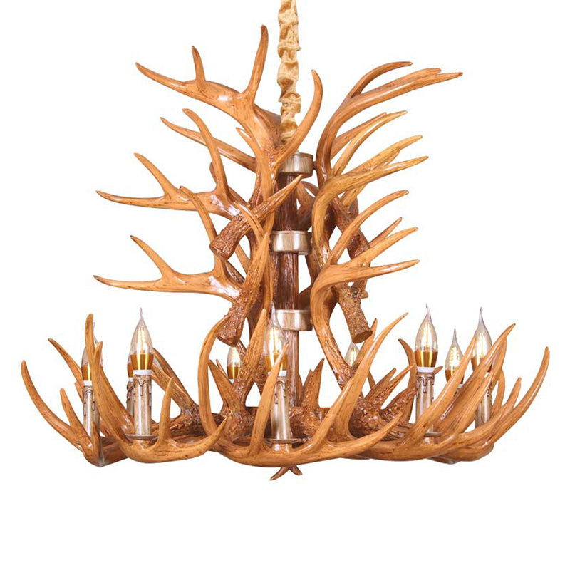 Vintage Antler-Shaped Chandelier – Rustic Resin Pendant Light