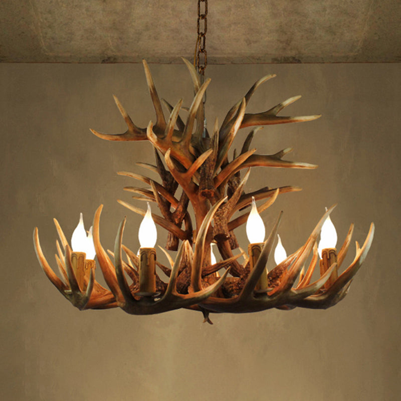 Vintage Antler-Shaped Chandelier – Rustic Resin Pendant Light