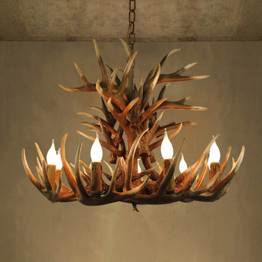 Vintage Antler-Shaped Chandelier – Rustic Resin Pendant Light