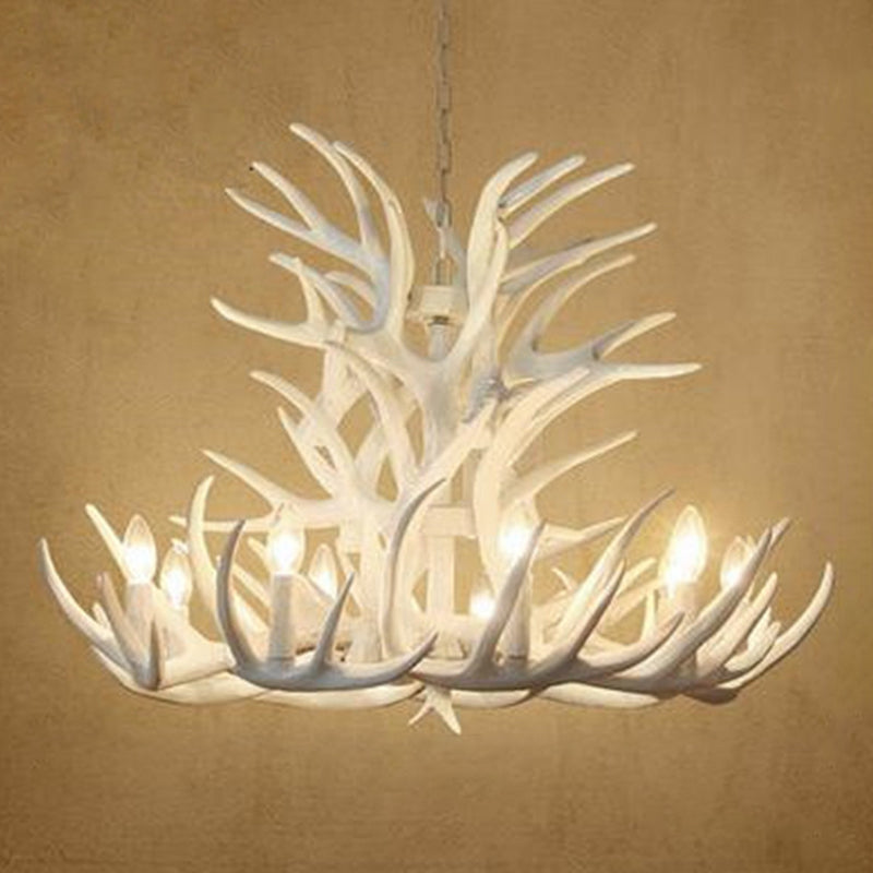 Vintage Antler-Shaped Chandelier – Rustic Resin Pendant Light