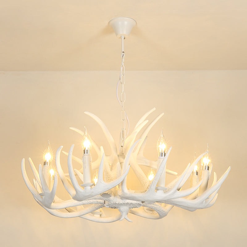 Vintage Resin Chandelier - Retro Dining Pendant Light Fixture in Deer Horn Shape