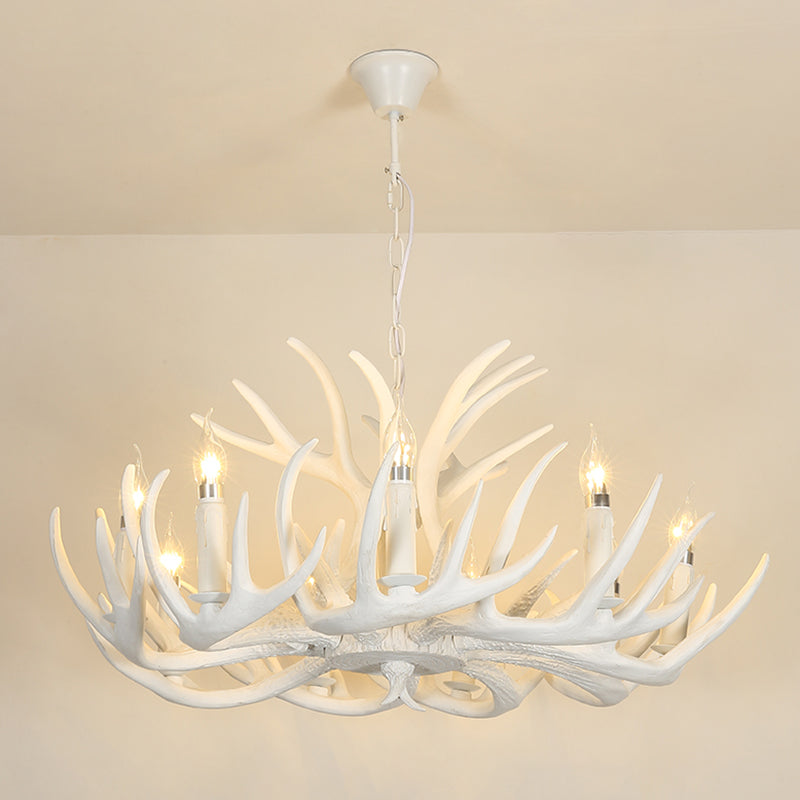Vintage Resin Chandelier - Retro Dining Pendant Light Fixture in Deer Horn Shape