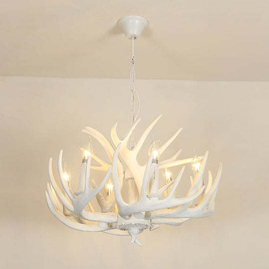 Vintage Resin Chandelier - Retro Dining Pendant Light Fixture in Deer Horn Shape