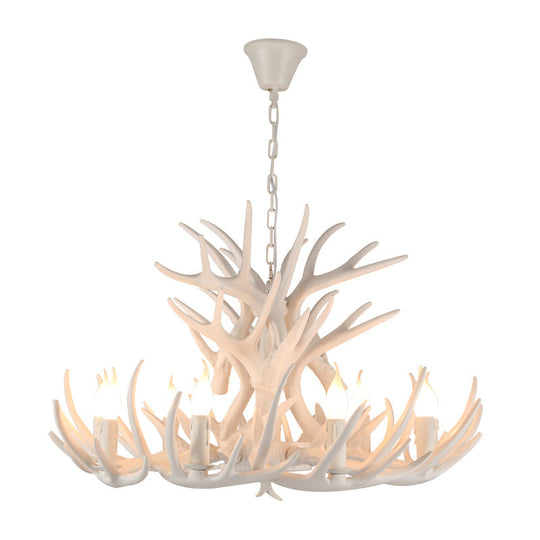 Vintage Resin Chandelier - Retro Dining Pendant Light Fixture in Deer Horn Shape