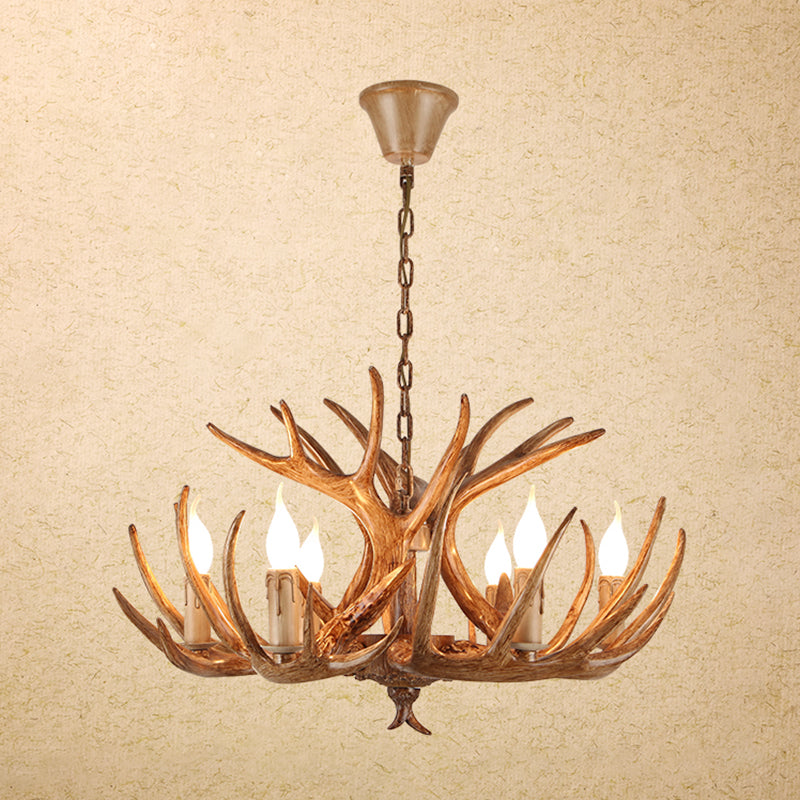 Vintage Resin Chandelier - Retro Dining Pendant Light Fixture in Deer Horn Shape