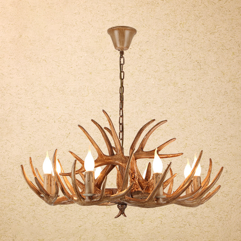 Vintage Resin Chandelier - Retro Dining Pendant Light Fixture in Deer Horn Shape