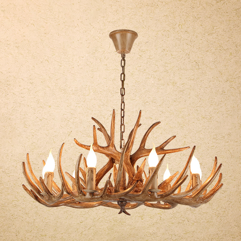Vintage Resin Chandelier - Retro Dining Pendant Light Fixture in Deer Horn Shape
