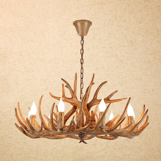 Vintage Resin Chandelier - Retro Dining Pendant Light Fixture in Deer Horn Shape