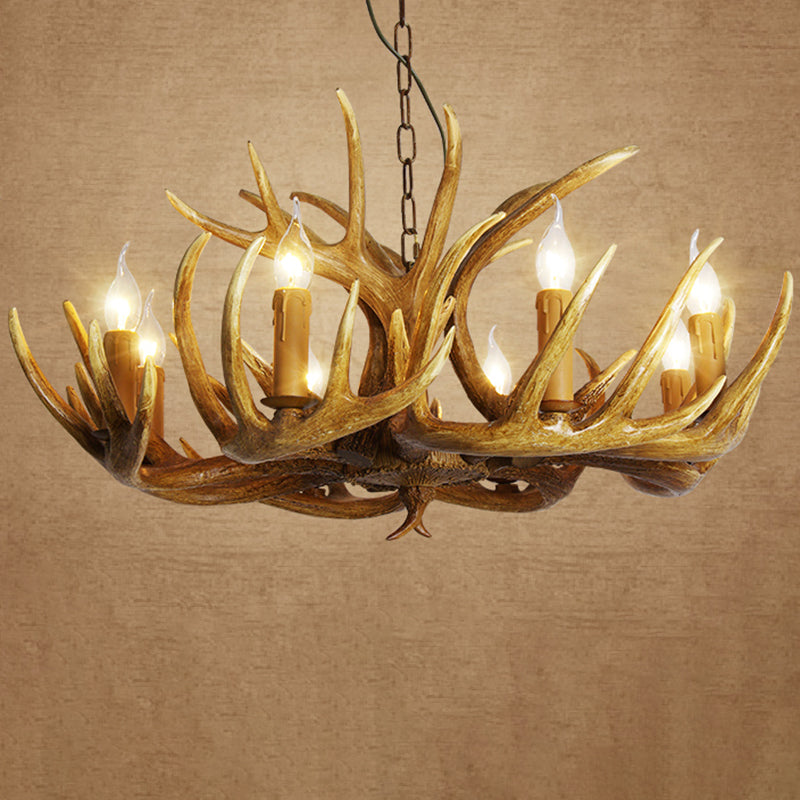 Rustic Resin Antler Chandelier: Unique Living Room Suspension Light