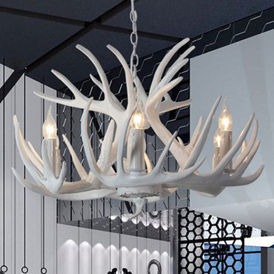 Resin White Antler Chandelier - Classic Pendant Light Fixture for Dining Room