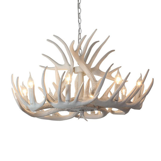 Resin White Antler Chandelier - Classic Pendant Light Fixture for Dining Room