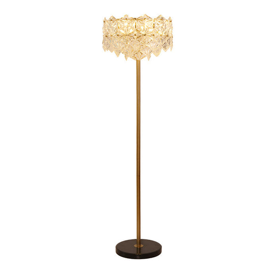 Contemporary Snowflake Crystal Floor Lamp - 6 Gold Heads - Perfect for Living Room