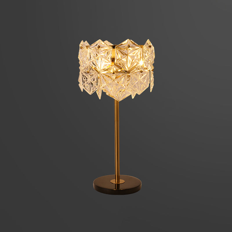 Gold Snowflake Table Lamp: Simplicity with 6 Bulbs & K9 Crystal Night Light for Bedroom