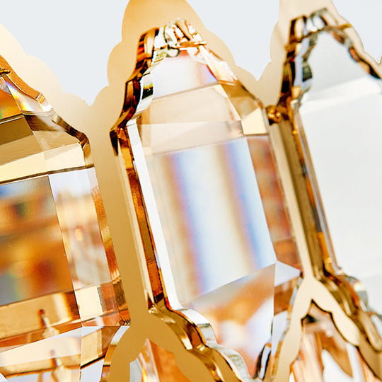 Artistic Prismatic Crystal Gold Pendant Light for Living Room - Tiered Round Suspension Light