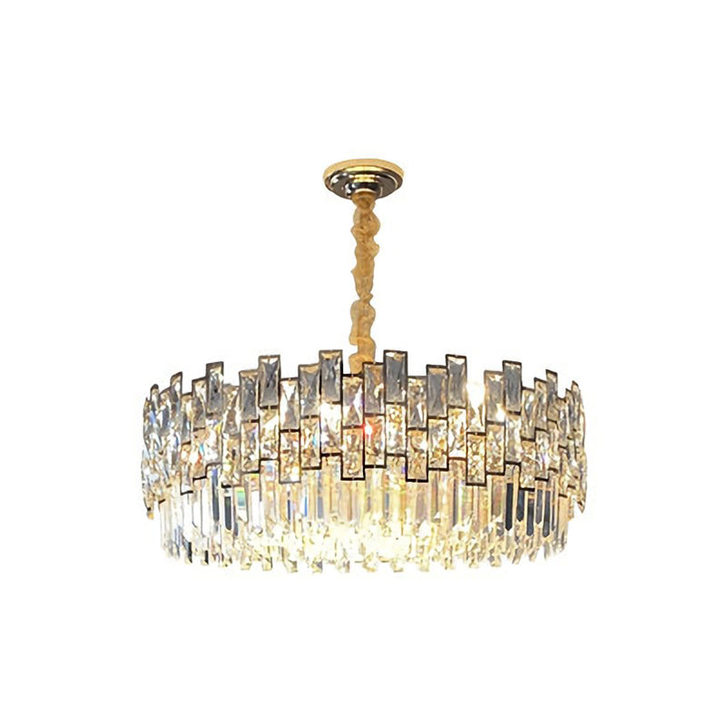 Gold Crystal Pendant Chandelier - Modern & Layered Hanging Light for Dining Room