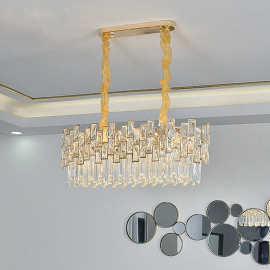 Gold Crystal Pendant Chandelier - Modern & Layered Hanging Light for Dining Room