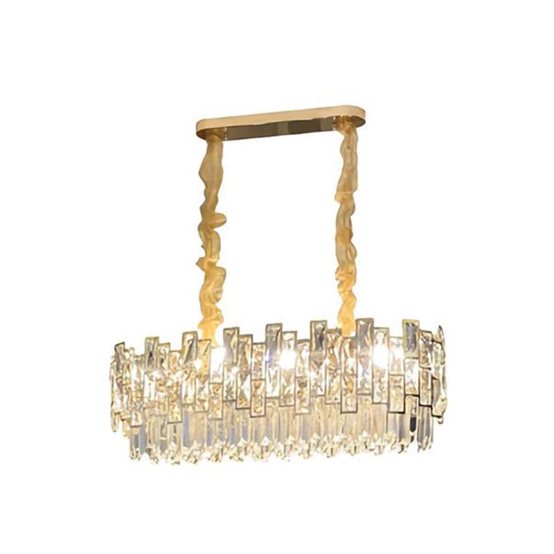 Gold Crystal Pendant Chandelier - Modern & Layered Hanging Light for Dining Room